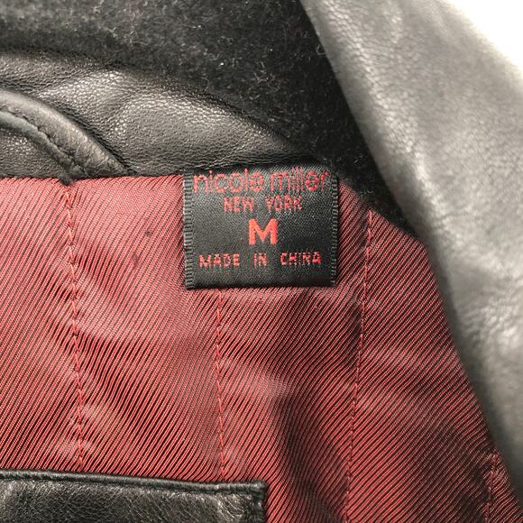 Nicole Miller Black Genuine Leather Jacket Blazer Women’s Size M Medium Retro - Picture 4 of 6